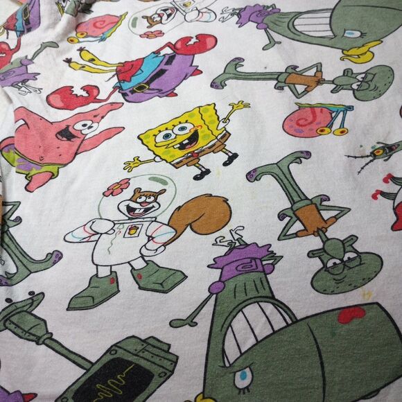 Nickelodeon SpongeBob Characters T-Shirt Large 2019 White Graphic Tee - Picture 10 of 11